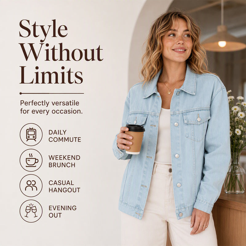 Veste en jean délavée oversize pour femme