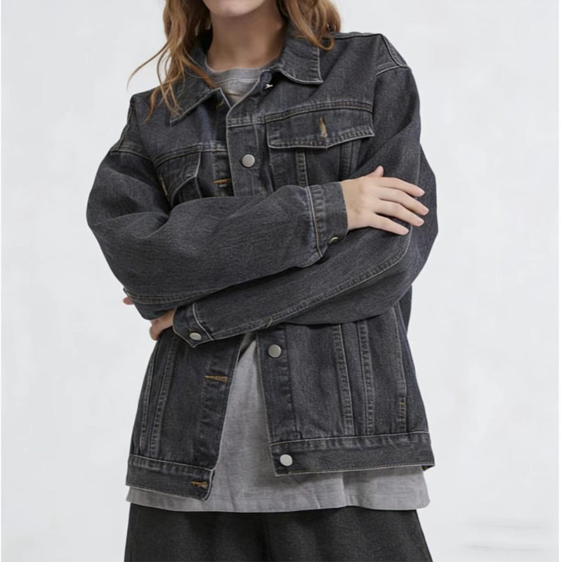 Veste en jean délavée oversize pour femme