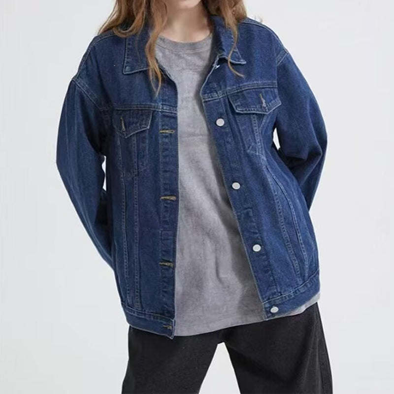 Veste en jean délavée oversize pour femme