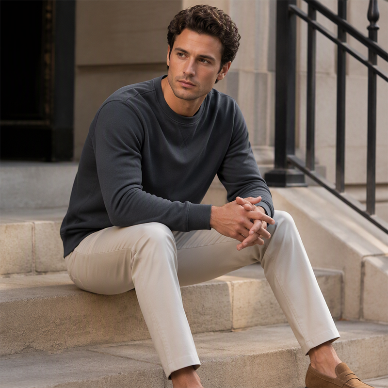 Sweatshirt à col rond classique décontracté pour homme