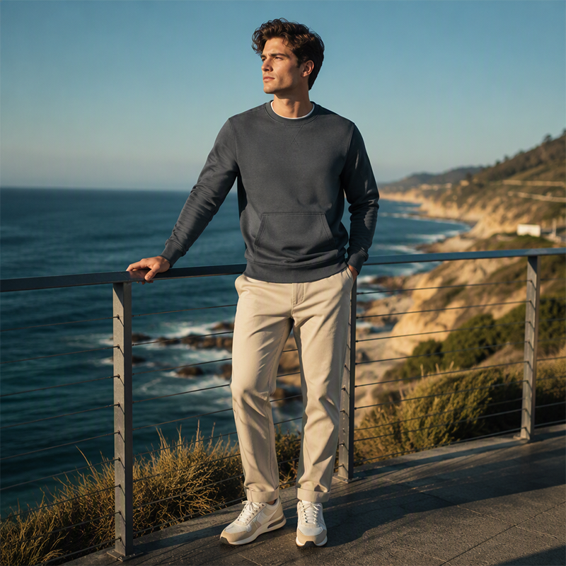 Sweatshirt à col rond classique décontracté pour homme