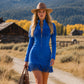 Robe western à franges en suédine pour femme