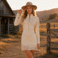 Robe western à franges en suédine pour femme