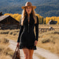 Robe western à franges en suédine pour femme