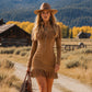 Robe western à franges en suédine pour femme