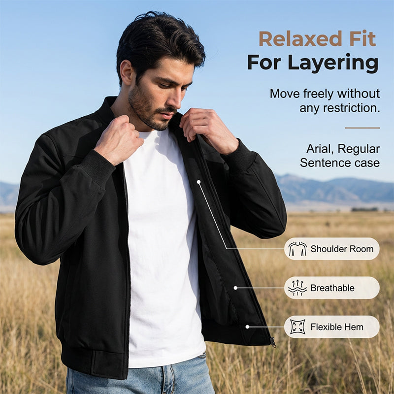 📢📢50 % DE RÉDUCTION !! ⏰Blouson bomber classique pour homme à fermeture éclair