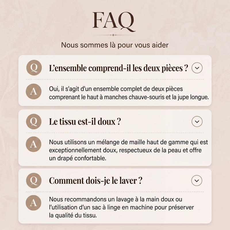 🔥 50% de réduction 🔥Ensemble haut à manches chauve-souris et jupe longue pour femme