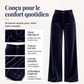 Pantalon taille haute large en velours pour femme