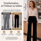 Pantalon taille haute large en velours pour femme