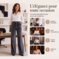 Pantalon taille haute large en velours pour femme