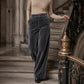Pantalon taille haute large en velours pour femme