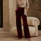 Pantalon taille haute large en velours pour femme