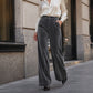 Pantalon taille haute large en velours pour femme