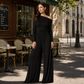Combinaison pantalon large à épaules dénudées pour femme