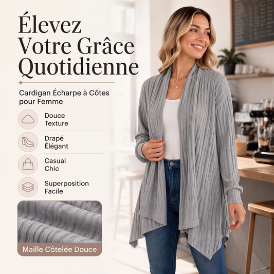 Cardigan décontracté pour femme avec pan avant ouvert et effet drapé