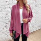 Cardigan décontracté pour femme avec pan avant ouvert et effet drapé