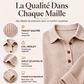 Haut Henley à manches longues en tricot gaufré pour femme