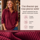Haut Henley à manches longues en tricot gaufré pour femme