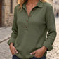 Haut Henley à manches longues en tricot gaufré pour femme