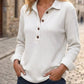 Haut Henley à manches longues en tricot gaufré pour femme