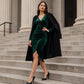 Robe moulante en velours à col V et fronces pour femme