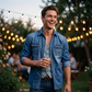 Chemise en jean à manches longues pour homme, cardigan décontracté à boutons