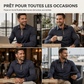 Chemise décontractée à manches longues et col pour homme
