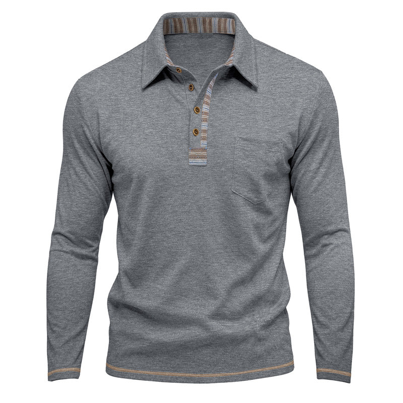 Chemise décontractée à manches longues et col pour homme