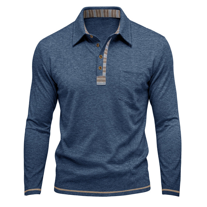 Chemise décontractée à manches longues et col pour homme
