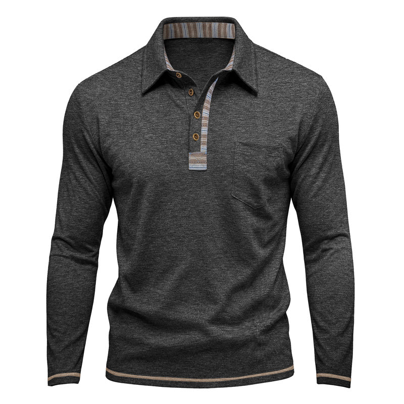 Chemise décontractée à manches longues et col pour homme