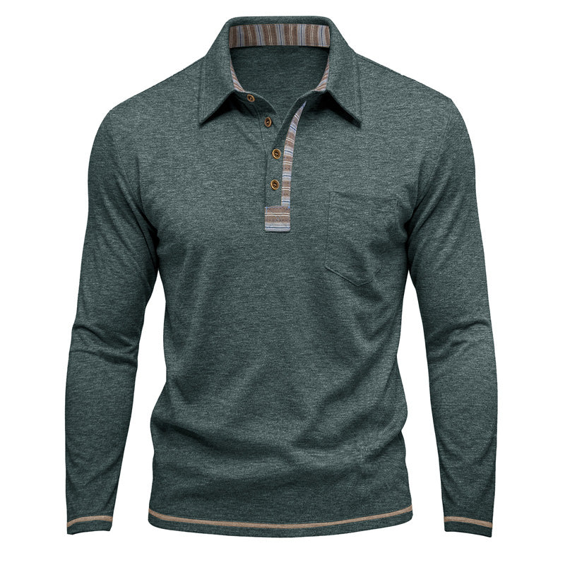 Chemise décontractée à manches longues et col pour homme