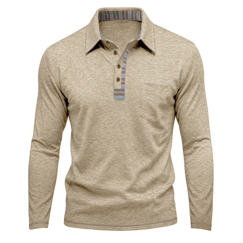 Chemise décontractée à manches longues et col pour homme
