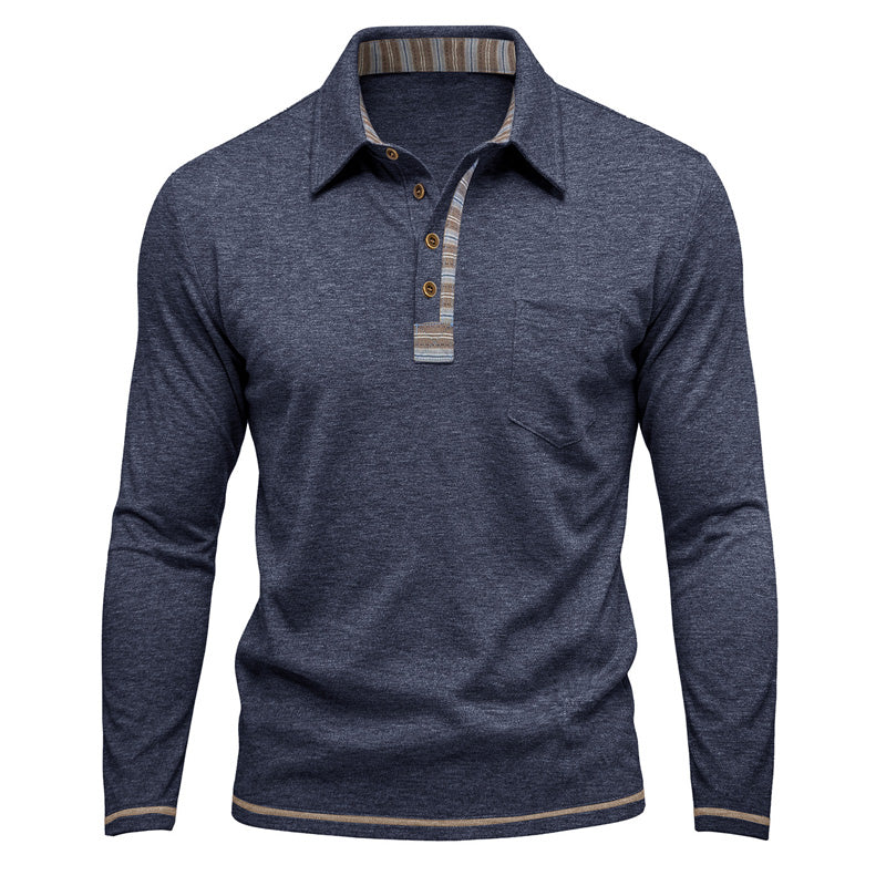 Chemise décontractée à manches longues et col pour homme