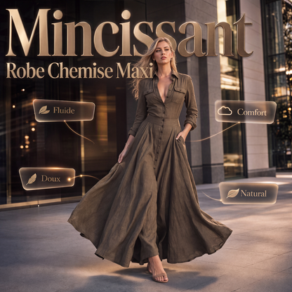 Robe maxi pour femme à col revers et boutonnée