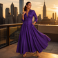 Robe maxi pour femme à col revers et boutonnée