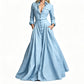 Robe maxi pour femme à col revers et boutonnée