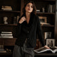 Cardigan en maille à col fourrure pour femme