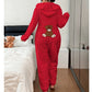 Pyjama une-pièce à capuche motif ours mignon pour femme