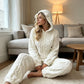 Pyjama une-pièce à capuche motif ours mignon pour femme
