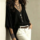 Blouse féminine col V drapé et fluide