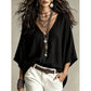 Blouse féminine col V drapé et fluide