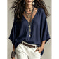 Blouse féminine col V drapé et fluide