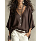 Blouse féminine col V drapé et fluide
