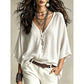 Blouse féminine col V drapé et fluide