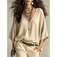 Blouse féminine col V drapé et fluide
