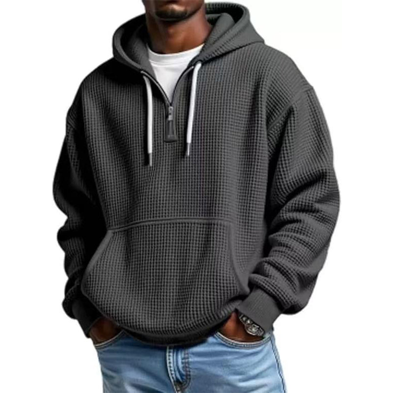📢📢50 % DE RÉDUCTION !! ⏰Sweat à capuche en maille à demi-zip pour homme