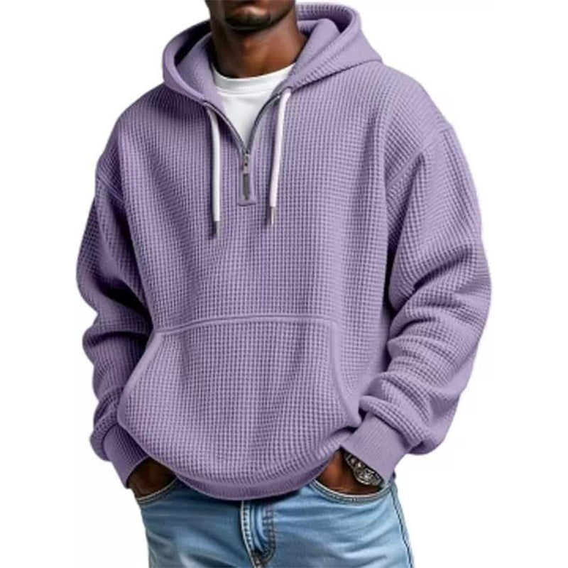 📢📢50 % DE RÉDUCTION !! ⏰Sweat à capuche en maille à demi-zip pour homme