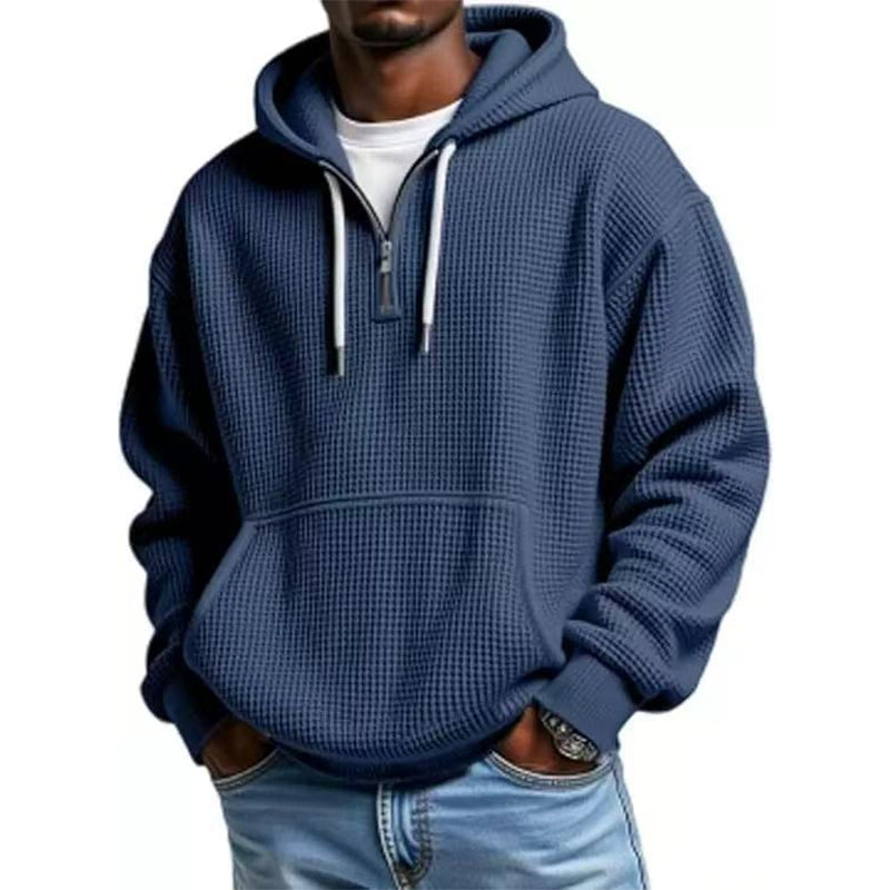 📢📢50 % DE RÉDUCTION !! ⏰Sweat à capuche en maille à demi-zip pour homme