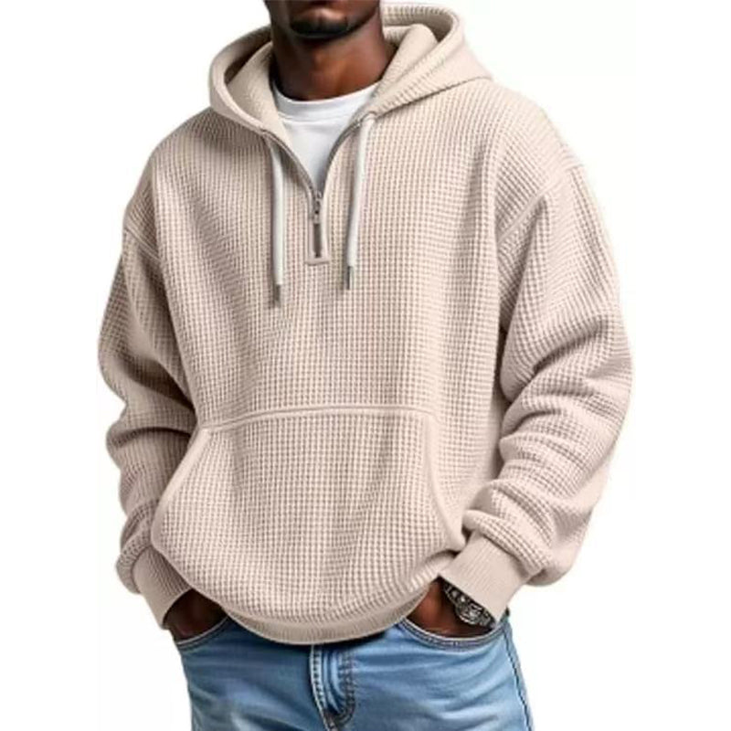 📢📢50 % DE RÉDUCTION !! ⏰Sweat à capuche en maille à demi-zip pour homme