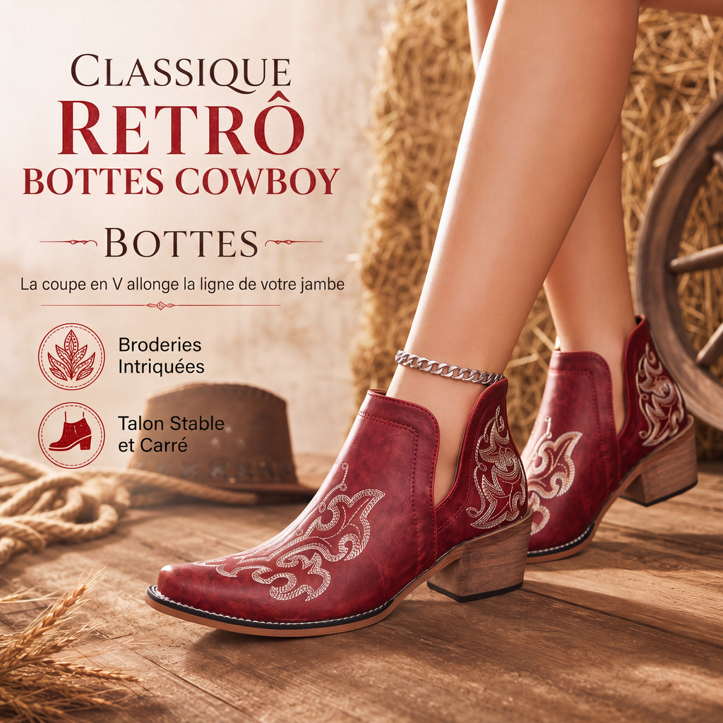 Bottines à lacets à talon bloc et coupe V rétro pour femmes, grande taille, unies ou à imprimé floral, pour l'automne et l'hiver
